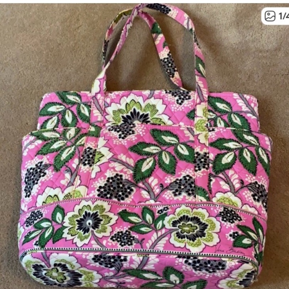 Vera Beadley Pink Patterned Women's Tote Bag - Picture 2 of 3